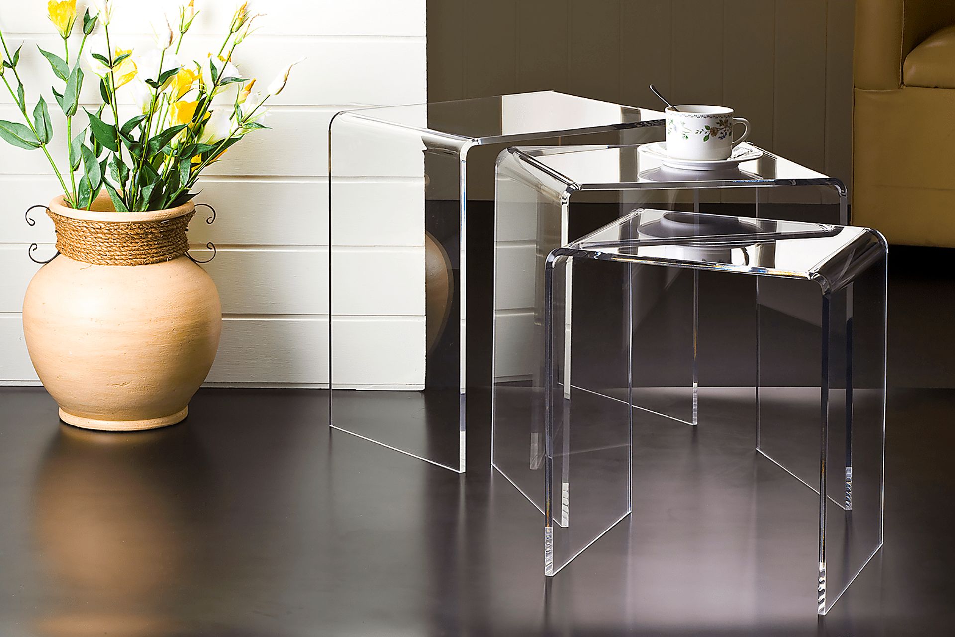 Padrish Clear Nesting Tables, Set of 3 - Image 6