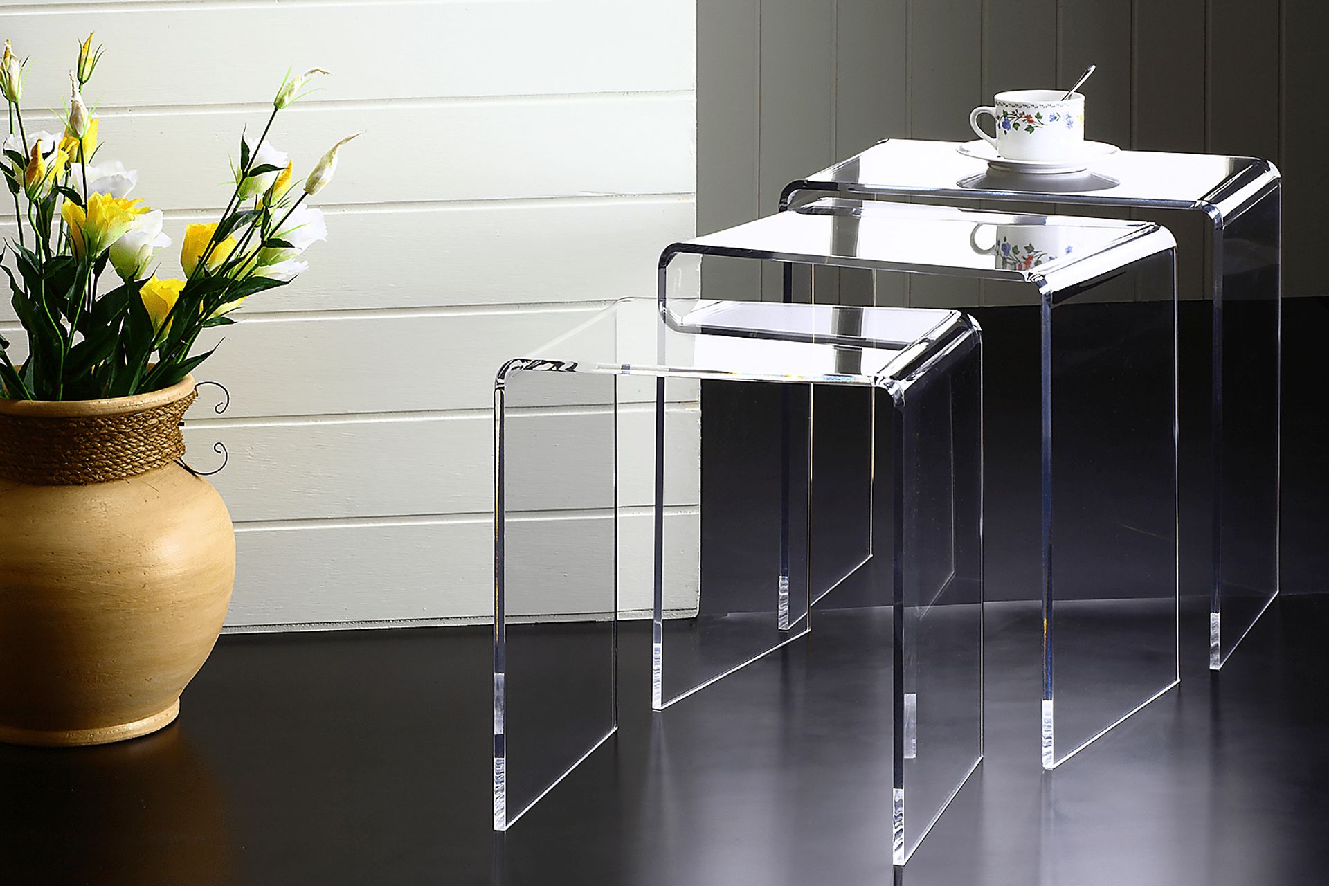 Padrish Clear Nesting Tables, Set of 3 - Image 7