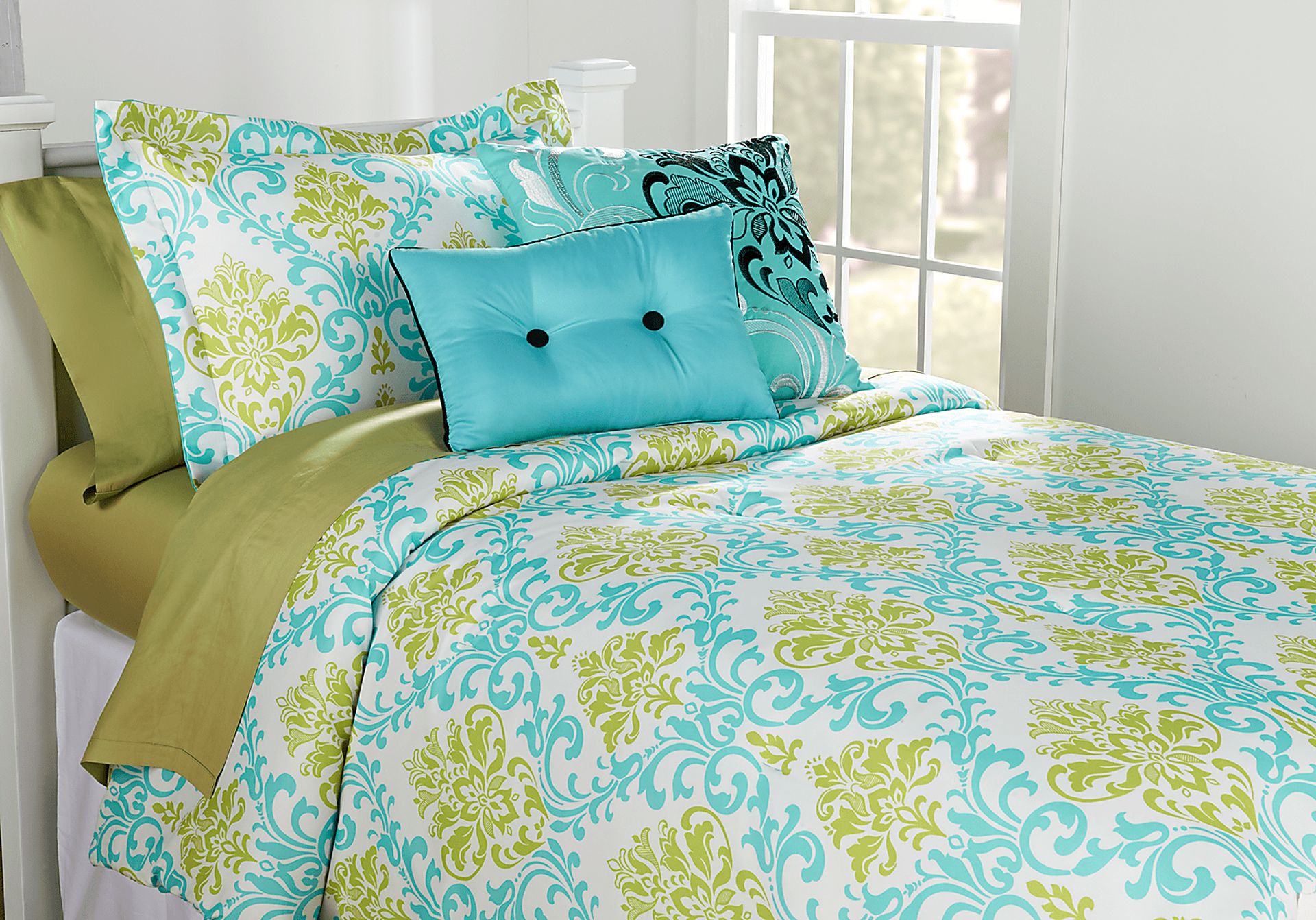 Paige Blue-Green Full Bed Set - Image 1