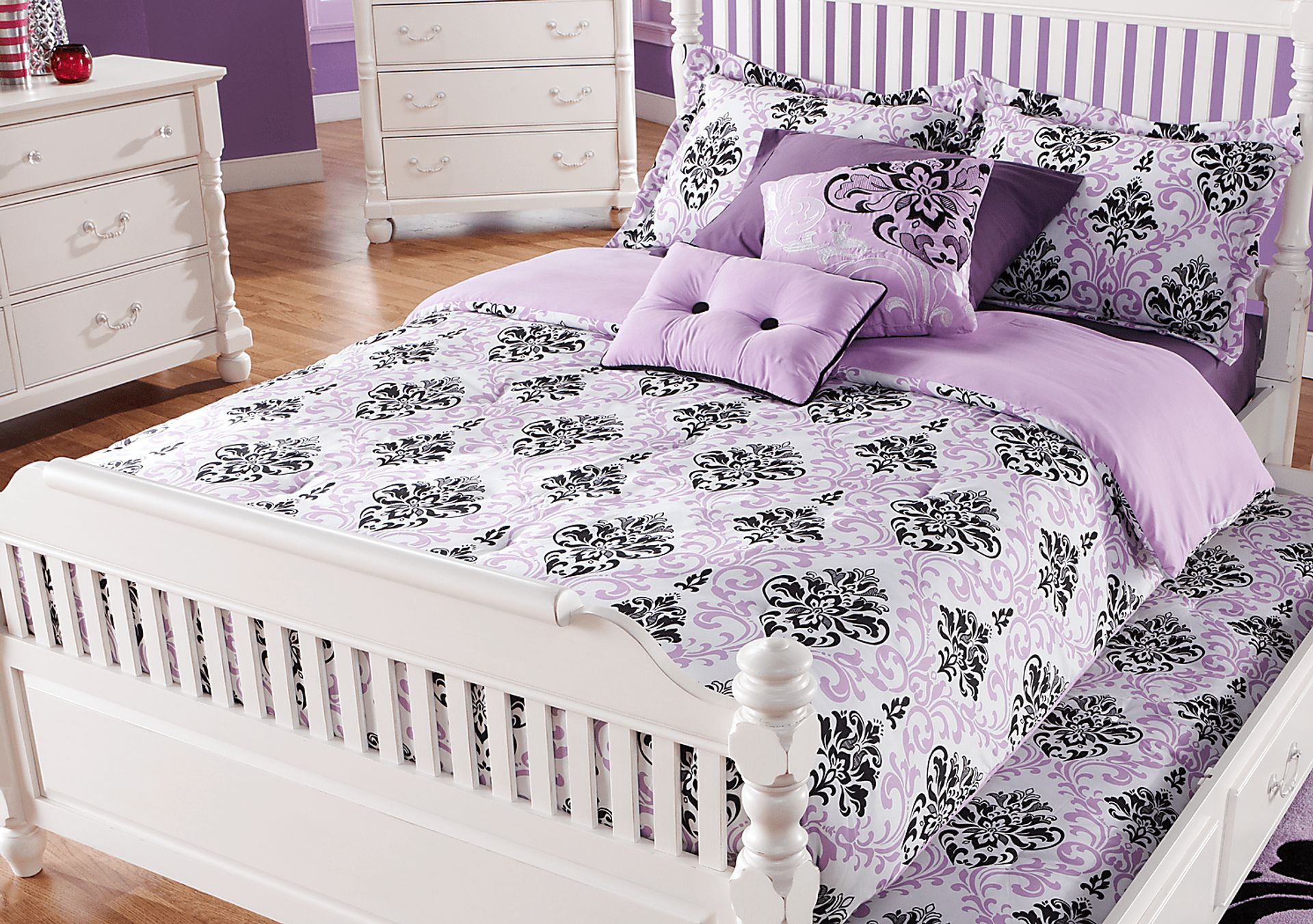 Paige Lilac-Black Full Bed Set - Image 1