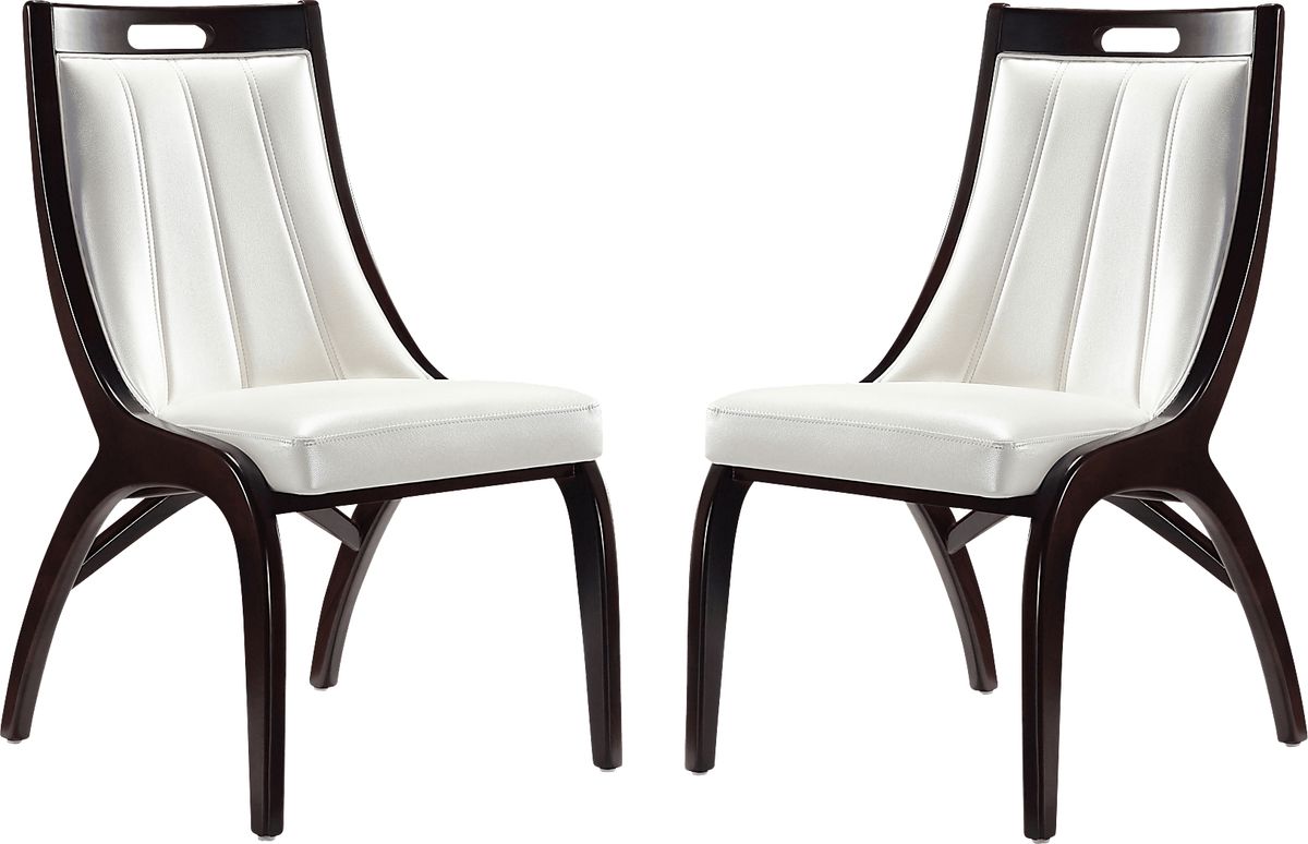 Pakey White Faux Leather Fabric Dining Chair, Set Of 2 Rooms to Go