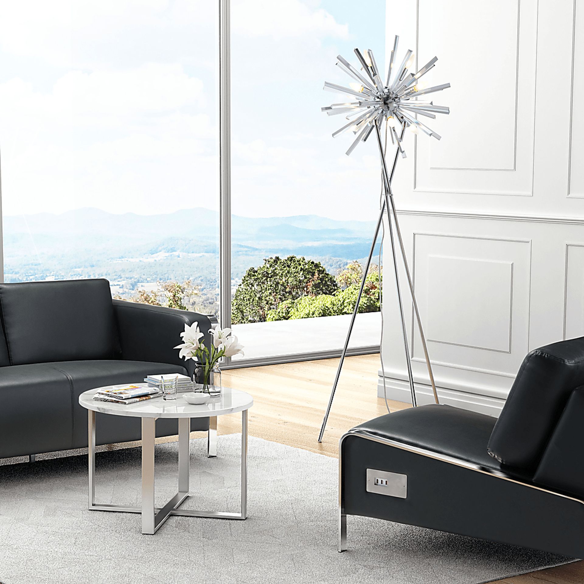 Palacinto Chrome Floor Lamp - Image 4