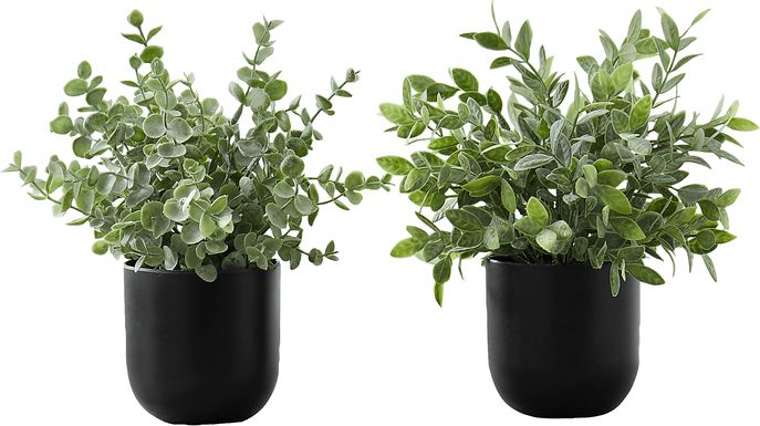 Paleotropic Green Artificial Eucalyptus Plant, Set of 2