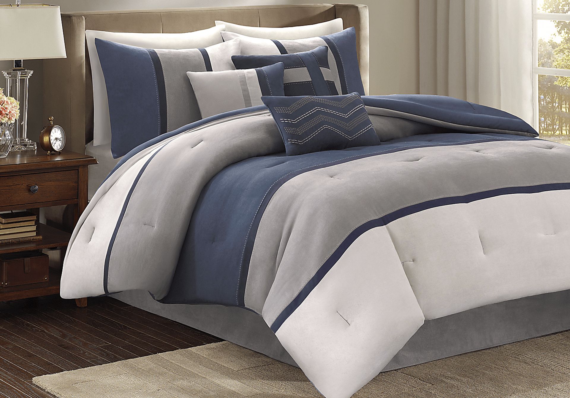 Palisades Blue 7 Pc King Comforter Set - Image 1