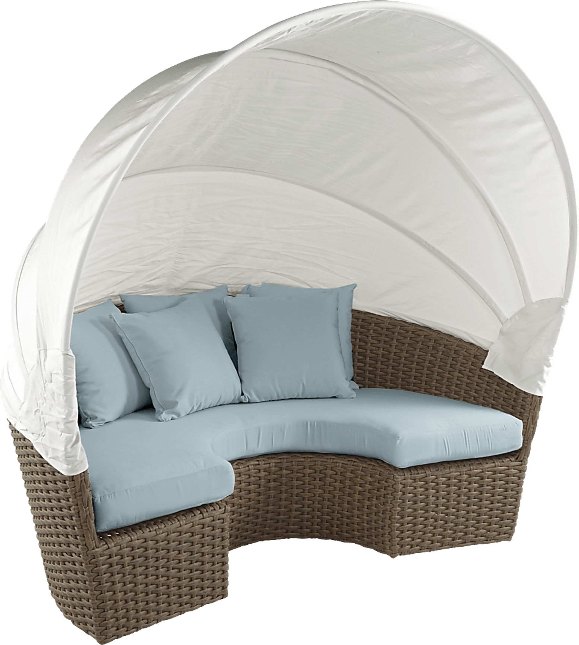 Palisades Brown Outdoor Daybed with Blue Cushions - Image 2