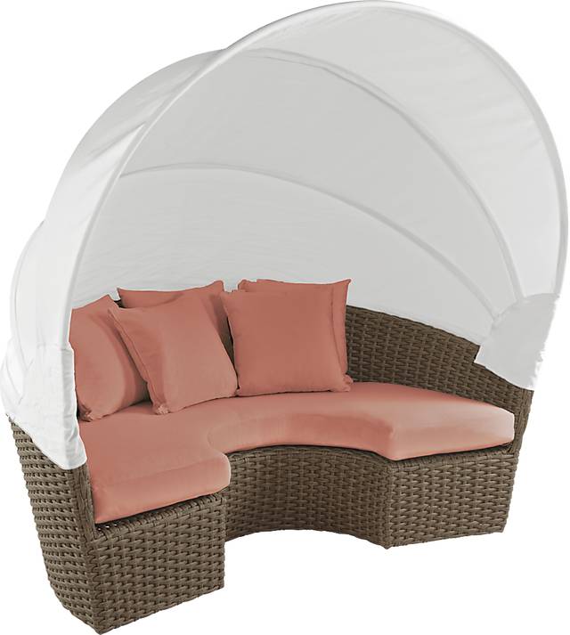 Palisades Brown Outdoor Daybed with Persimmon Cushions - Thumbnail - Image 2