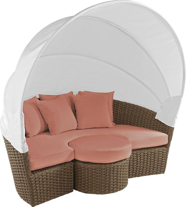 Palisades Brown Outdoor Daybed with Persimmon Cushions - Thumbnail - Image 3