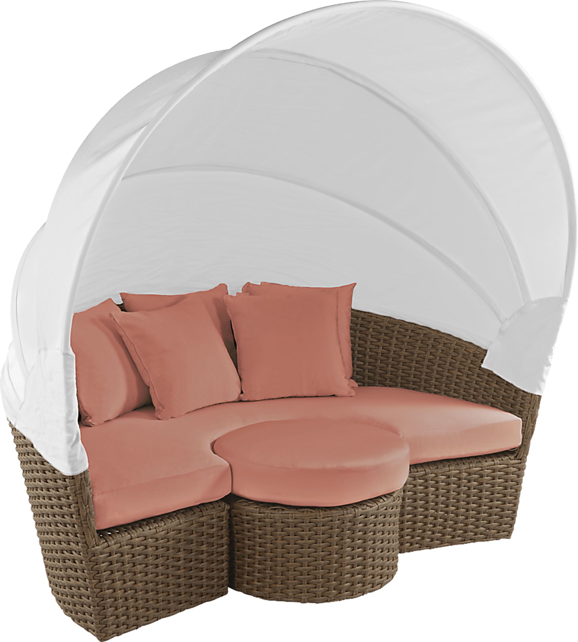 Palisades Brown Outdoor Daybed with Persimmon Cushions - Image 3