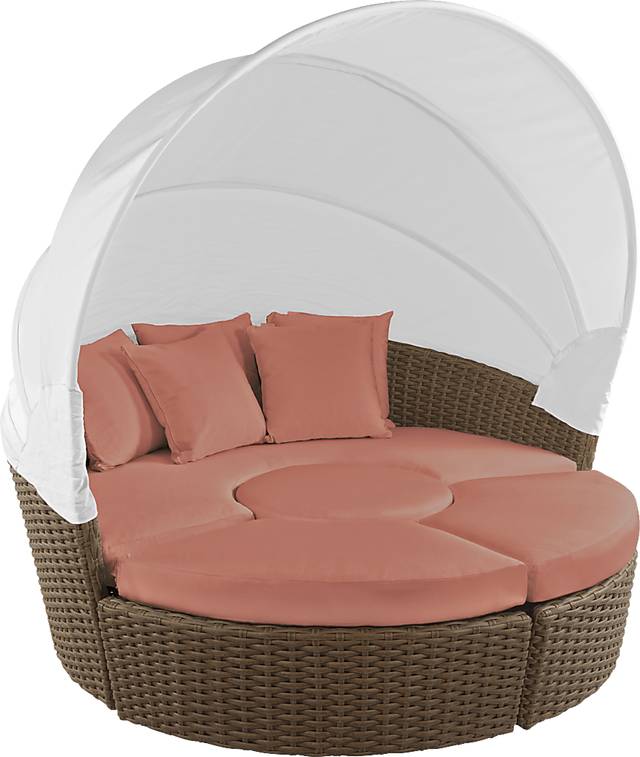 Palisades Brown Outdoor Daybed with Persimmon Cushions - Thumbnail - Image 1