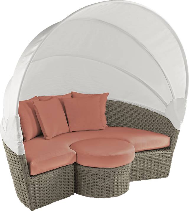 Palisades Gray Outdoor Daybed with Persimmon Cushions - Thumbnail - Image 3