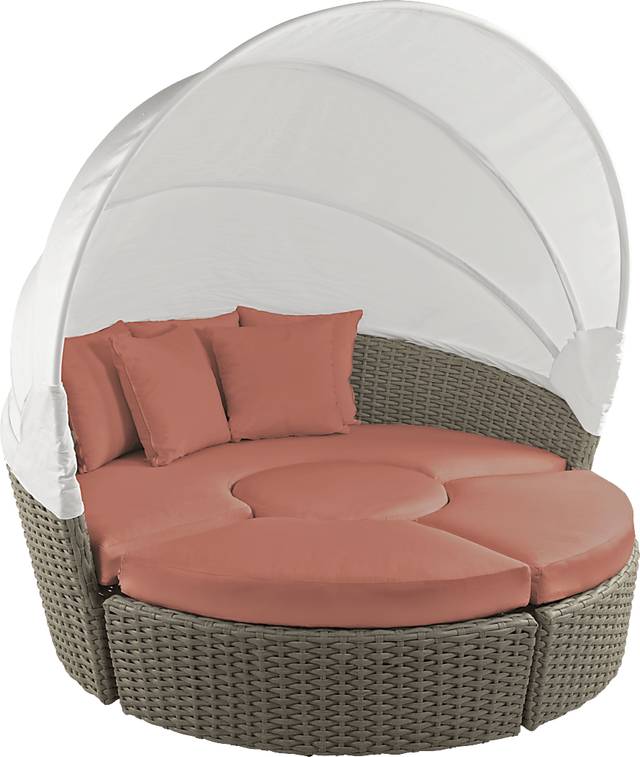 Palisades Gray Outdoor Daybed with Persimmon Cushions - Thumbnail - Image 1