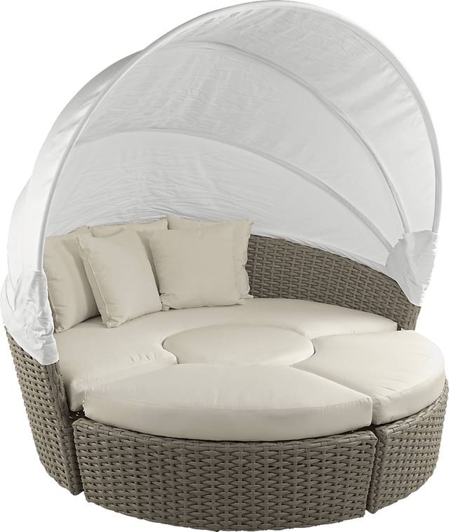 Palisades Gray Outdoor Daybed with Natural Cushions - Thumbnail - Image 1