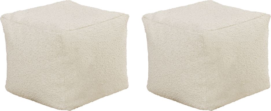 Pall Ivory Outdoor Poufs, Set of Two