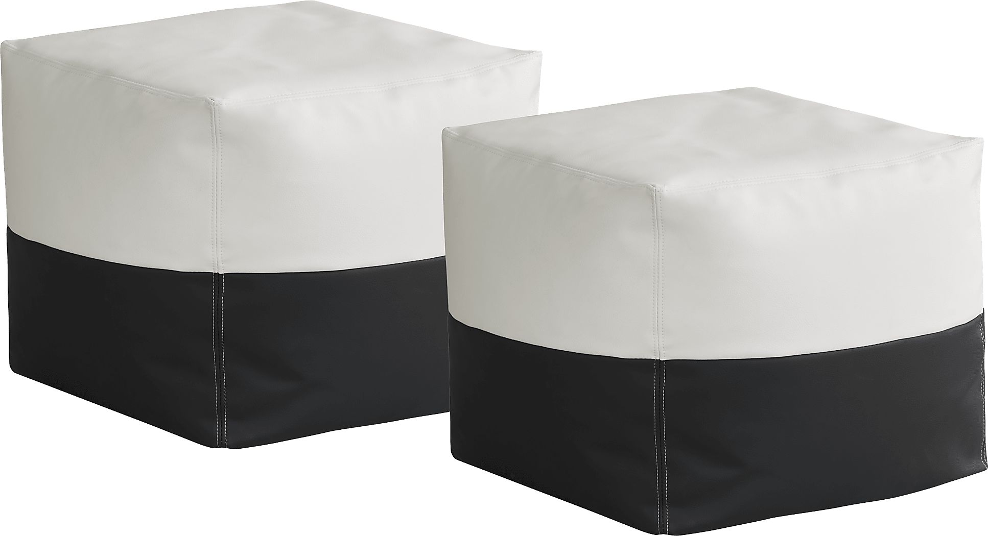 Pall Black Outdoor Pouf Ottoman, Set of Two