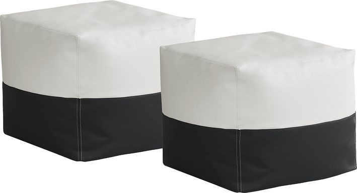 Pall Black Outdoor Pouf Ottoman, Set of Two