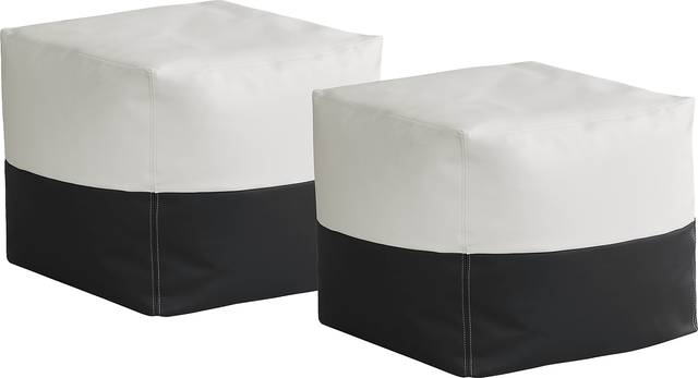 Pall Black Outdoor Pouf Ottoman, Set of Two - Thumbnail - Image 1