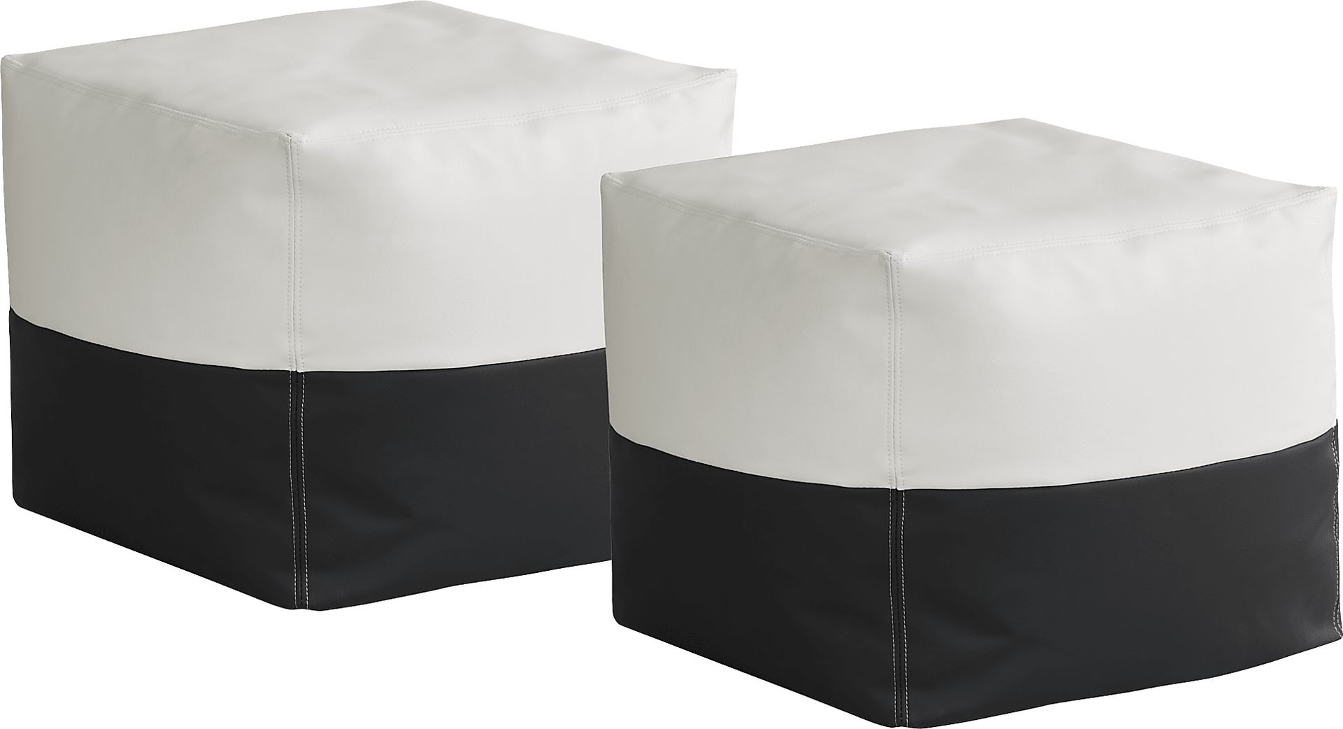 Pall Black Outdoor Pouf Ottoman, Set of Two - Image 1
