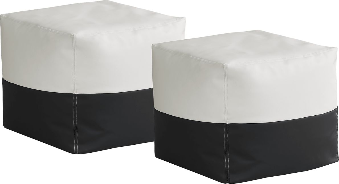 Pall Black Outdoor Pouf Ottomans (Set of 2)