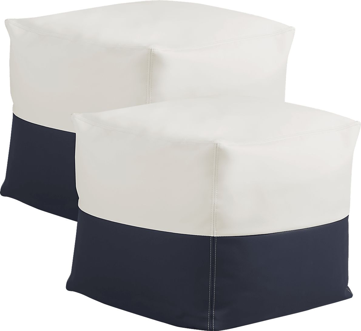 Pall Navy Outdoor Pouf Ottomans (Set of 2)