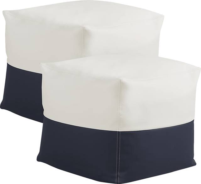 Pall Navy Outdoor Pouf Ottomans (Set of 2) - Thumbnail - Image 1