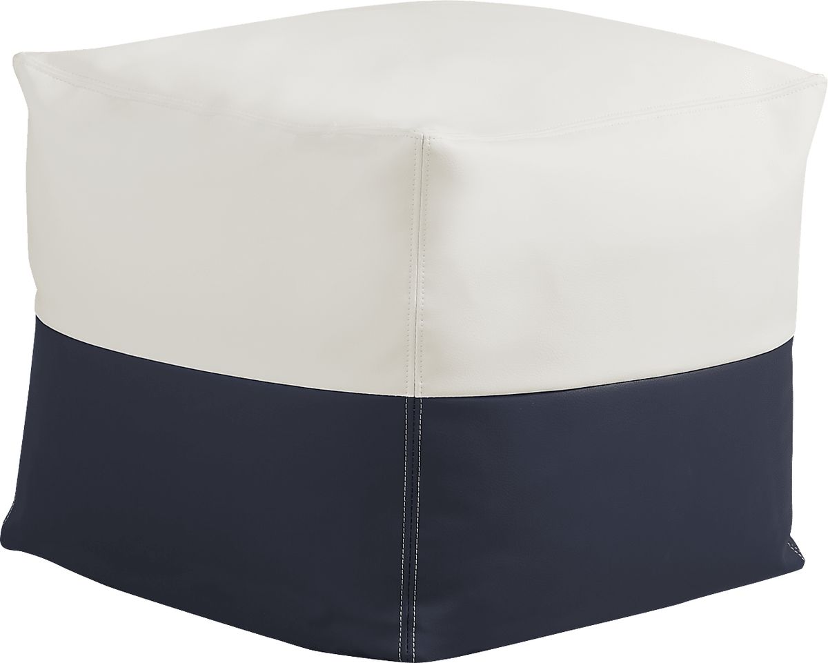 Pall Navy Blue Vinyl Fabric Outdoor Pouf Rooms to Go