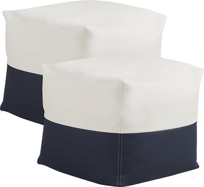 Pall Navy Outdoor Pouf Ottoman, Set of Two