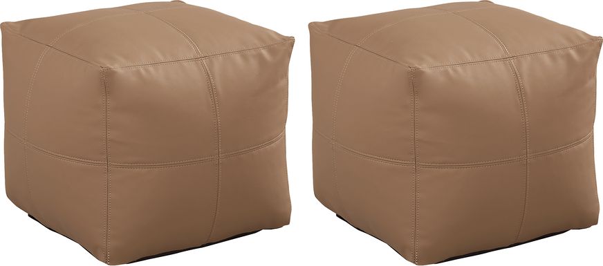 Pall Caramel Outdoor Poufs, Set of Two