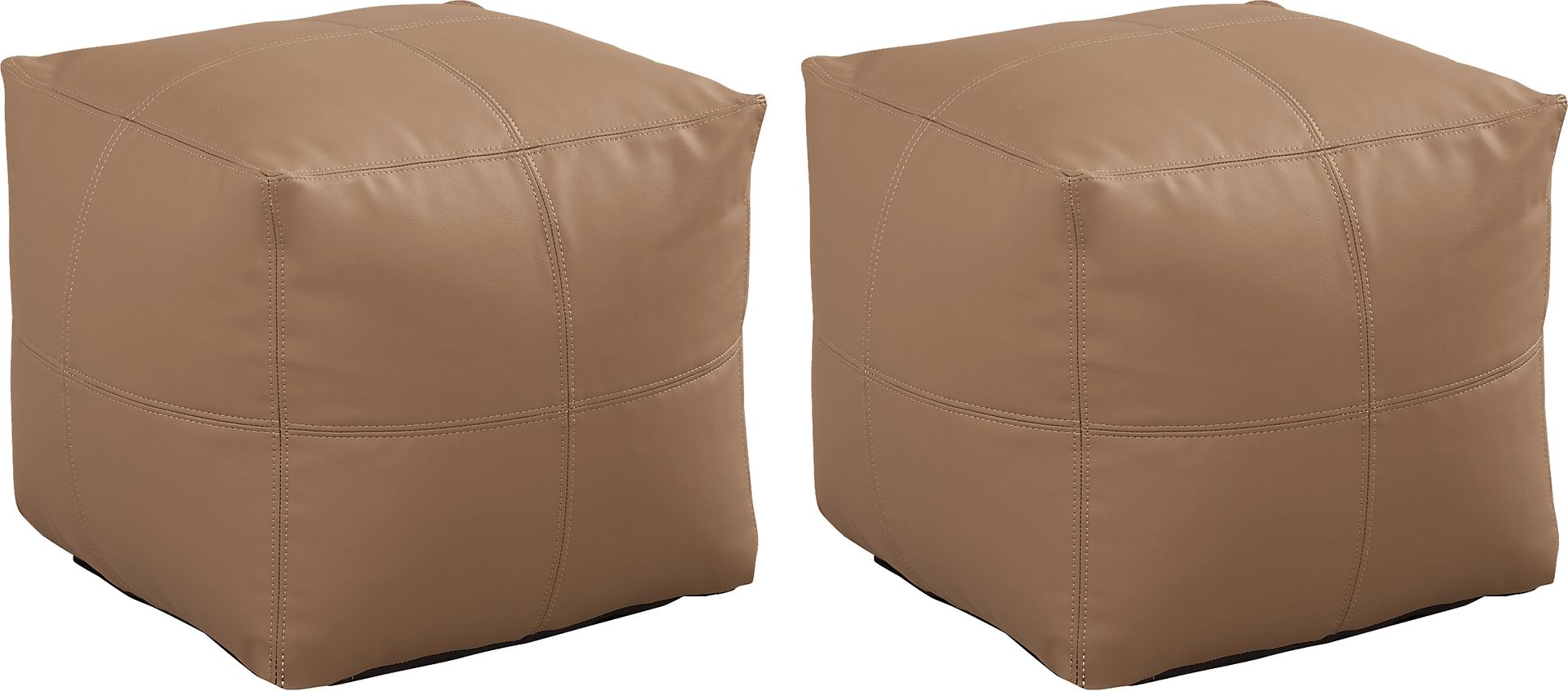 Pall Caramel Outdoor Poufs, Set of Two - Image 1