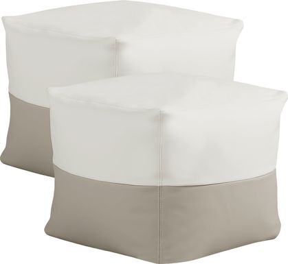 Pall Taupe Outdoor Pouf Ottoman, Set of Two