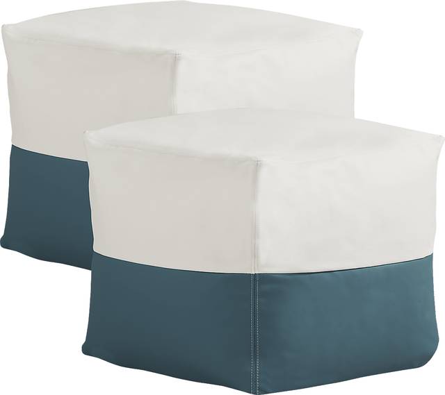 Pall Teal Outdoor Pouf Ottomans (Set of 2) - Thumbnail - Image 1