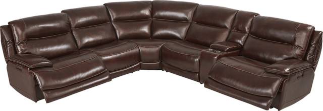 Palladino Brown Leather 6 Pc Dual Power Reclining Sectional - Thumbnail - Image 4