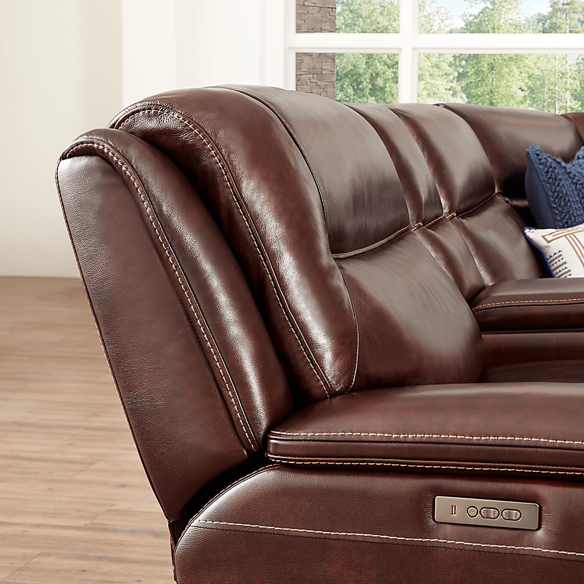 Palladino Brown Leather 6 Pc Dual Power Reclining Sectional - Image 9