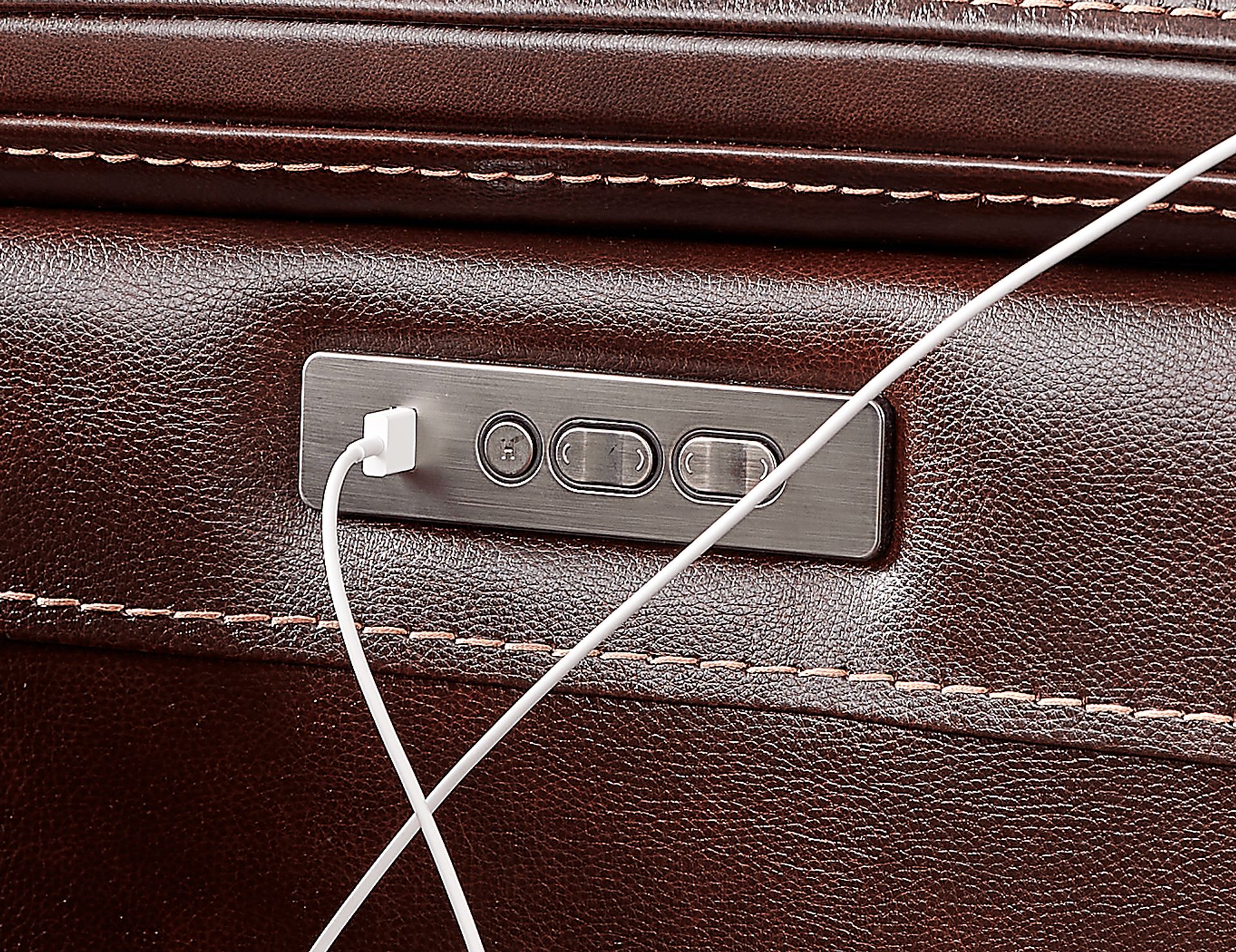 Palladino Brown Leather Dual Power Recliner - Image 4