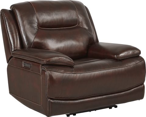 Palladino Brown Leather Dual Power Recliner