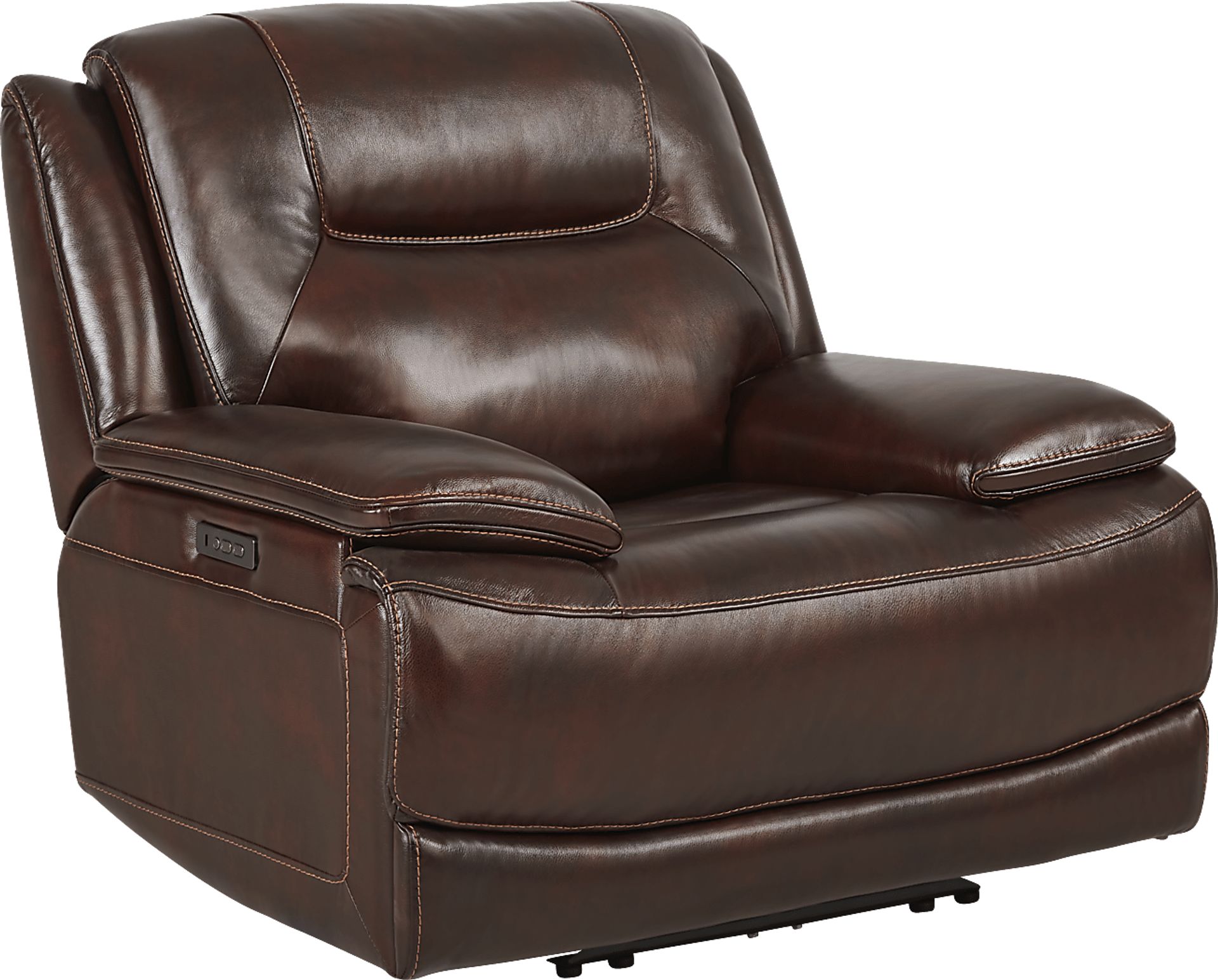 Palladino Brown Leather Dual Power Recliner - Image 1