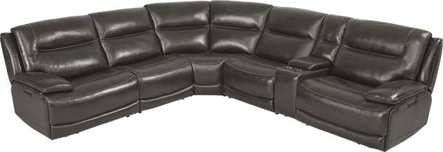 Palladino Gray Leather 6 Pc Dual Power Reclining Sectional - Thumbnail - Image 4