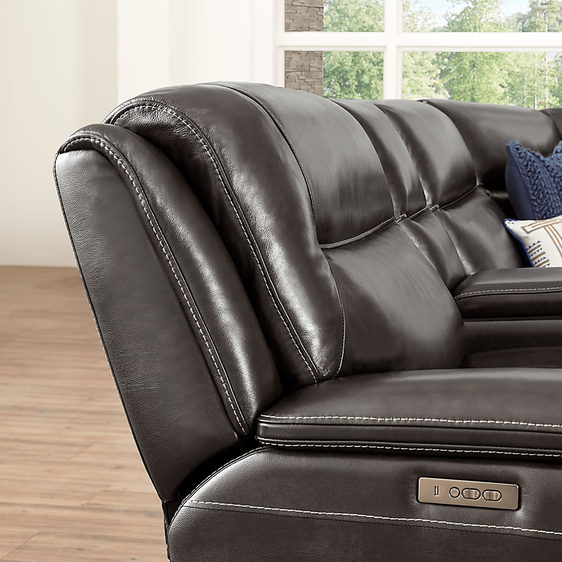 Palladino Gray Leather 6 Pc Dual Power Reclining Sectional - Image 9