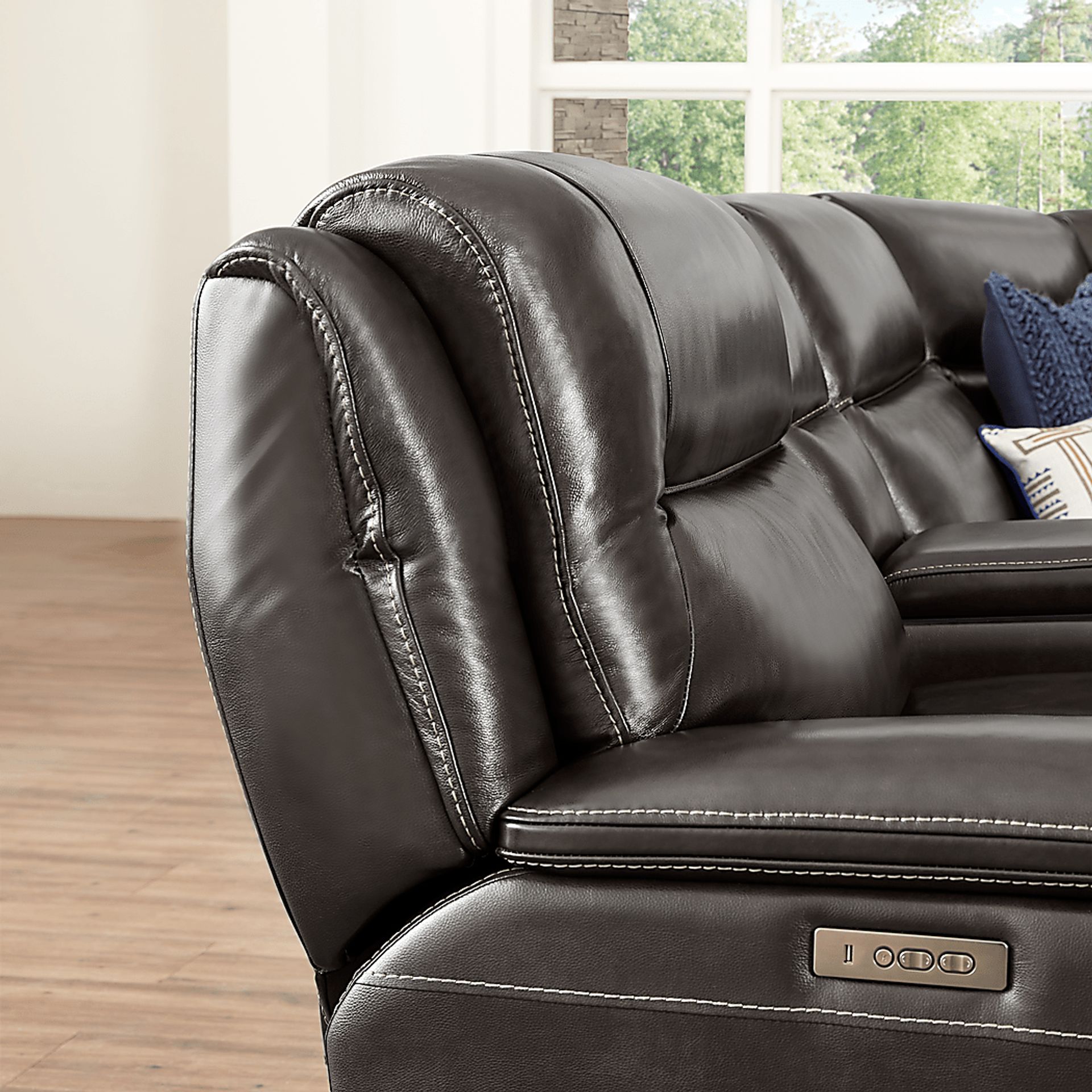 Palladino Gray Leather 6 Pc Dual Power Reclining Sectional - Image 10