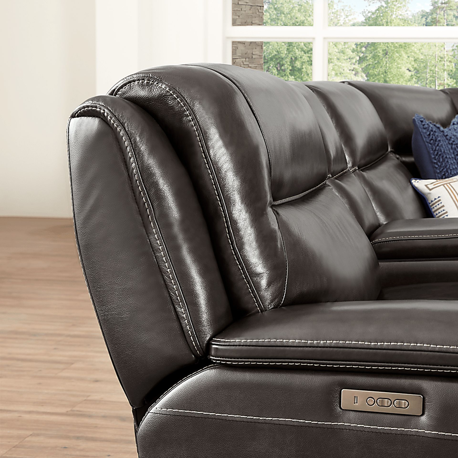 Palladino Gray Leather 6 Pc Dual Power Reclining Sectional - Image 11