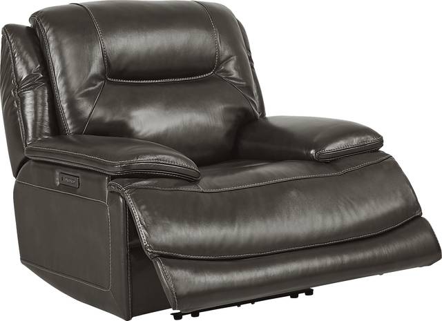 Palladino Gray Leather Dual Power Recliner - Thumbnail - Image 2