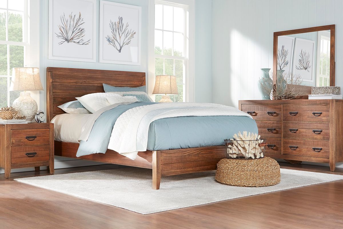 Palm Grove 5 Pc Light Brown Wood King Bedroom Set With Dresser, 3 Pc King  Bed, Mirror | Rooms to Go