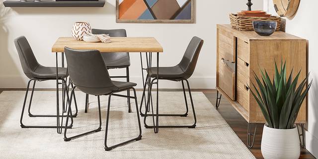 Palm Grove Brown 5 Pc Square Dining Room with Gray Chairs - Thumbnail - Image 1