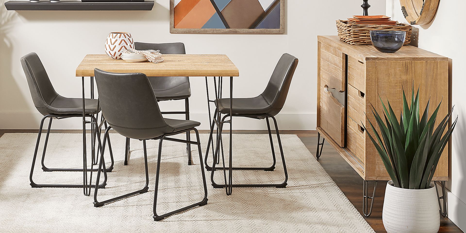 Palm Grove Brown 5 Pc Square Dining Room with Gray Chairs - Image 1