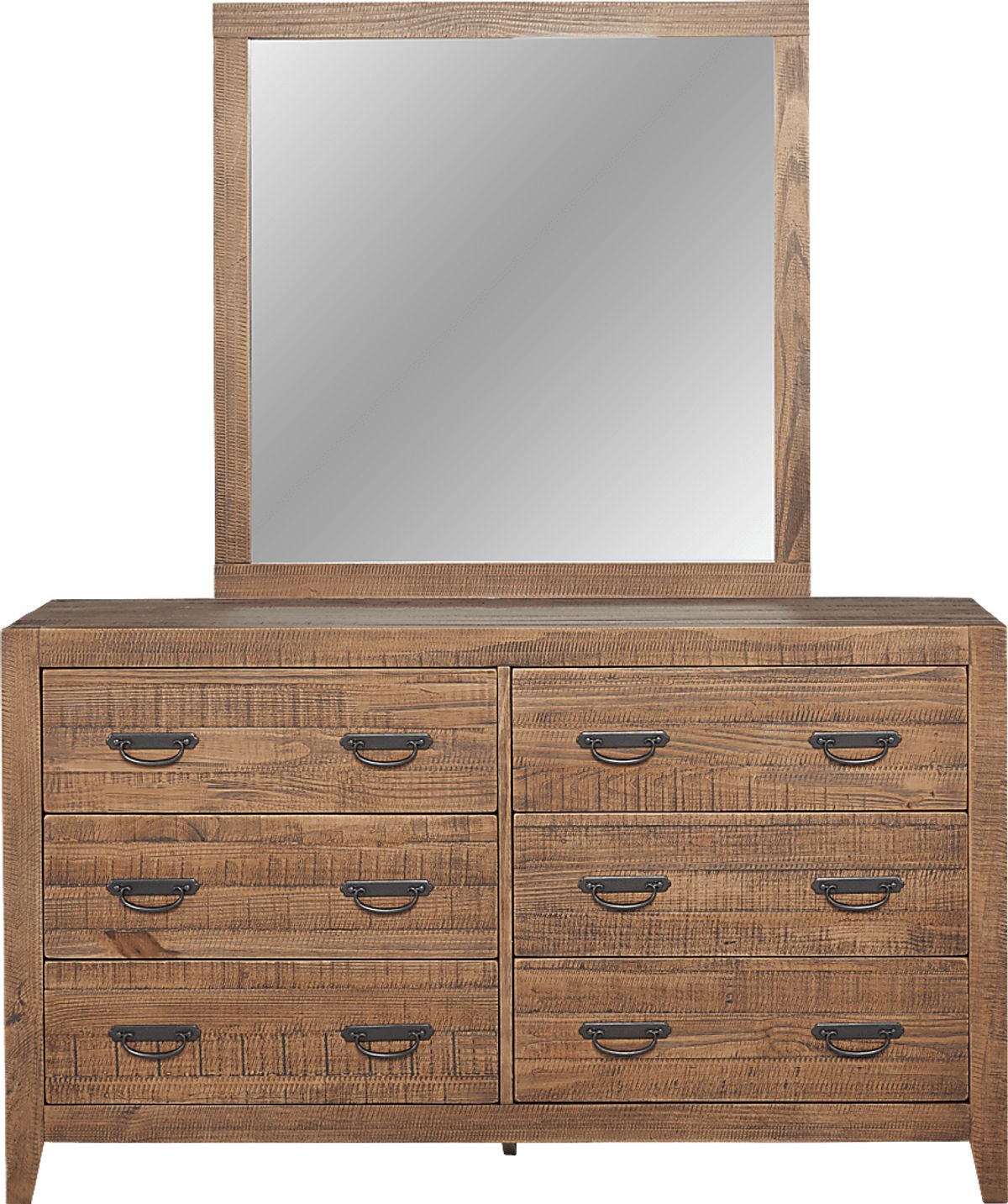 brown dresser with mirror Austin Group Isabella 527-01+10 Traditional 9 Drawer and Beveled Edge | Royal Furniture antiqued hardware and bun feetare easy to love Furniture of America Tay Cherry