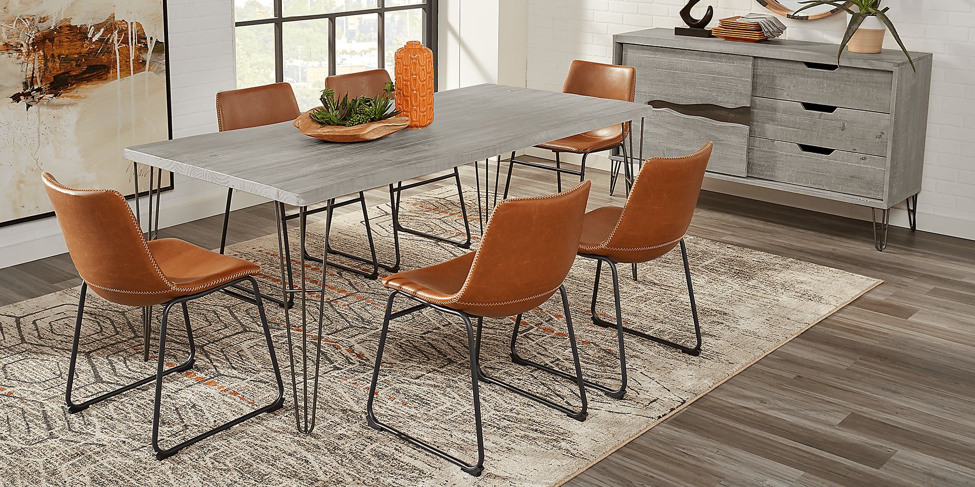 Palm Grove Gray 5 Pc Rectangle Dining Room with Brown Chairs - Image 1