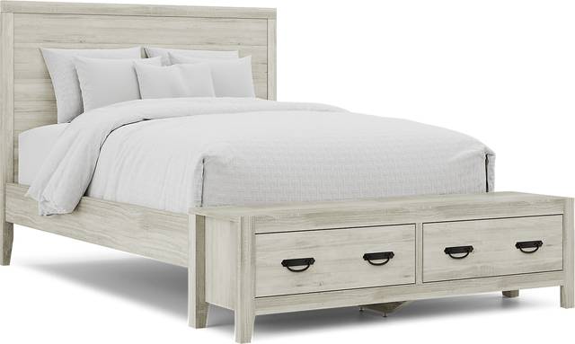 Palm Grove White 3 Pc Queen Storage Bed - Thumbnail - Image 1
