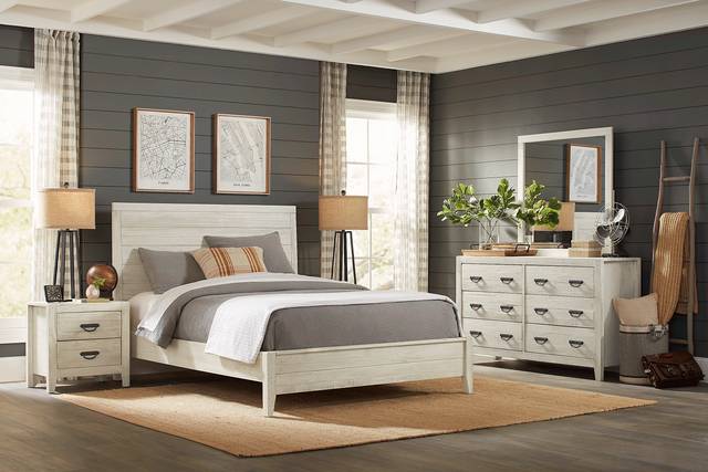 Palm Grove White 5 Pc King Panel Bedroom - Thumbnail - Image 1