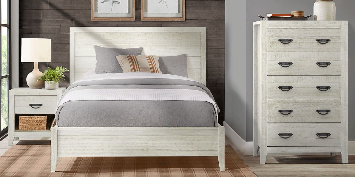 Palm Grove 5 Pc White Colors,White King Bedroom Set With 3 Pc King Bed