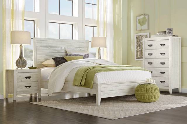 Palm Grove White 5 Pc King Panel Bedroom - Thumbnail - Image 1