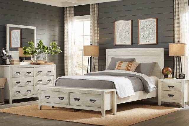 Palm Grove White 5 Pc King Storage Bedroom - Thumbnail - Image 1